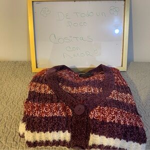 Joseph A Purple and Cream Cardigan Sweater